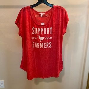 Red Graphic Print Tee